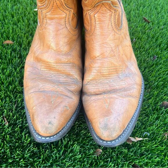 Vtg 90’s Durango Boots Men’s Size 11 EE Western Cowboy Embroidered Stitch Tan - Picture 7 of 11